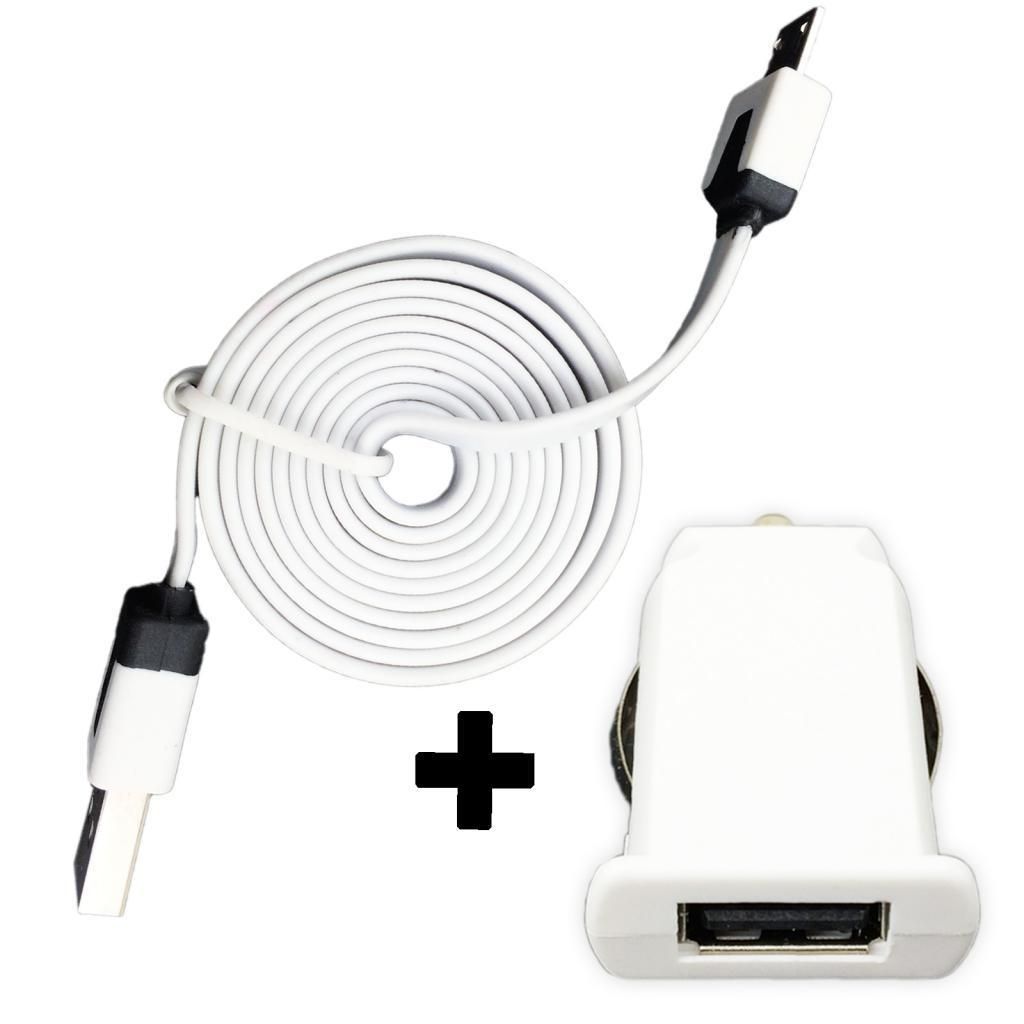 Micro USB Car Charger + Flat Data Cable Adapter for Samsung Galaxy S3